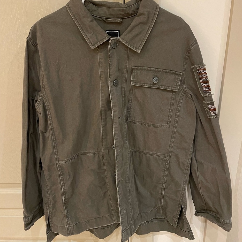 Olive Green Jacket/Shirt with Embellishment